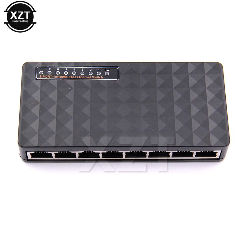

Network Switch Fast Ethernet Switch 8 Ports 10/100Mbps RJ-45 LAN Hub MDI Full Half Duplex + AC Power Supply EU/US Plug