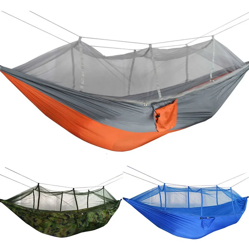 

Outdoor Camping Hammock with Mosquito Net Two Double Adults Person Outside Hanging Bed Sleeping Swing Portable Parachute