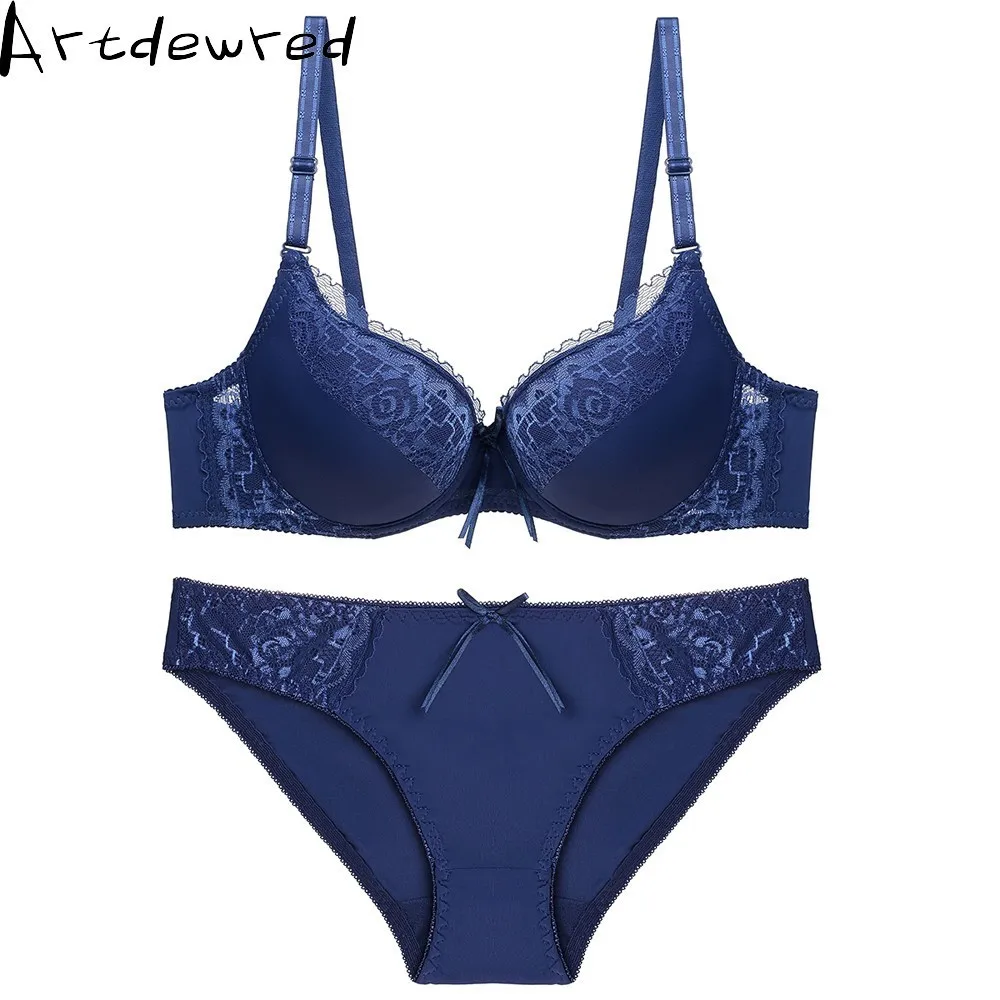 Sexy Underwear Set Push up bralette Sexy Lace lingerie sexy slim skinny bra brief sets 3/4 Cup lingerie female set bra and panty
