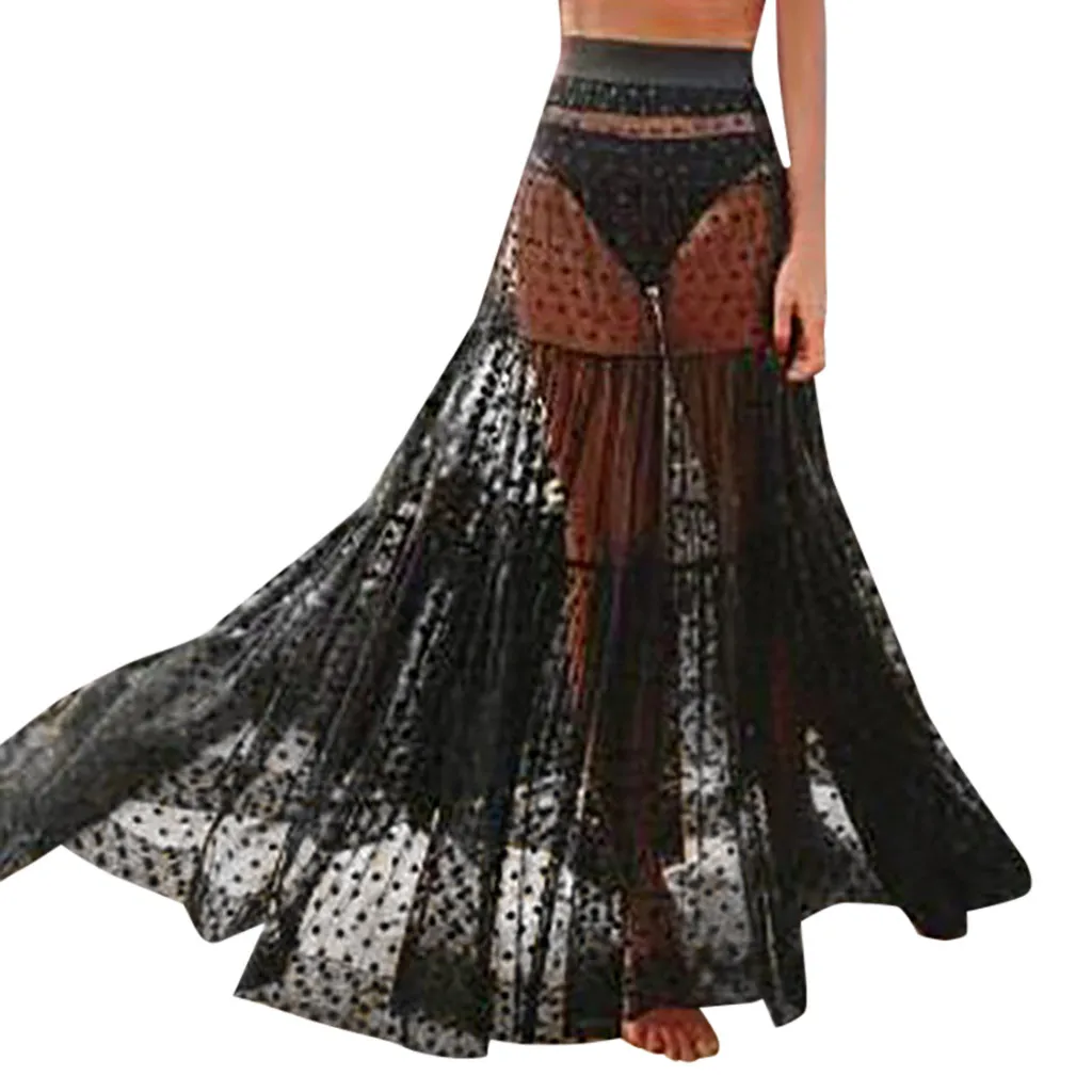 

Bohemian summer fashion skirt high waist loose long paragraph sexy solid color new hot sale skirt #D1