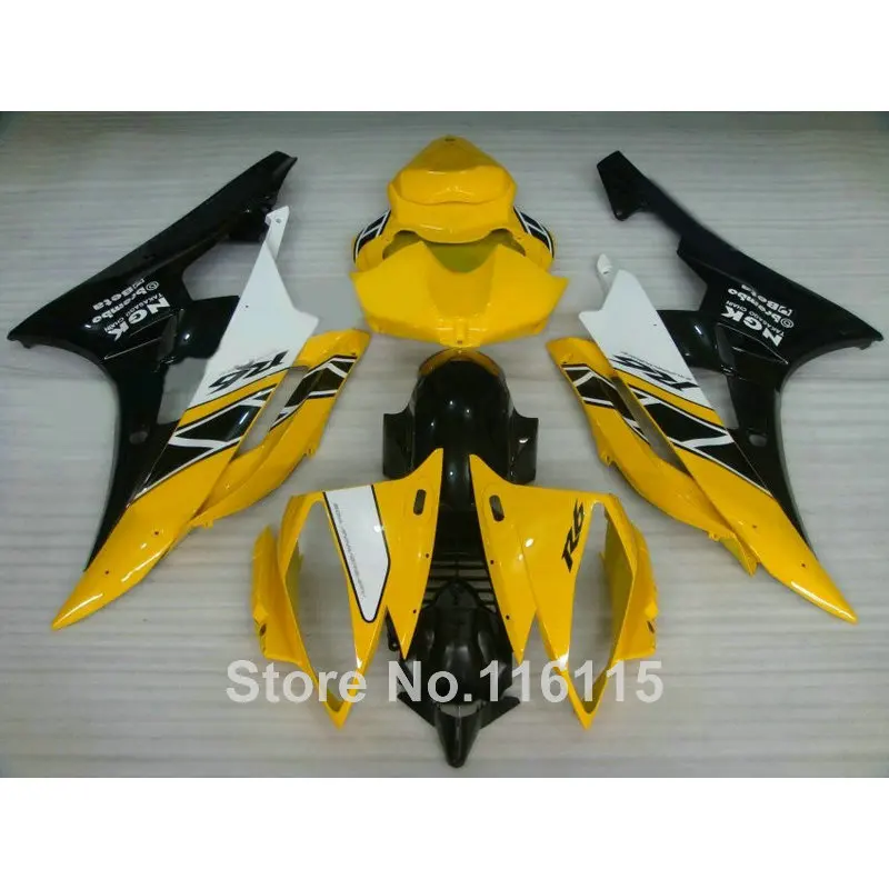 Литье под давлением ABS обтекателя комплект для YAMAHA YZF R6 2006 2007 Желтый Белый Черный Обтекатели высокого качества комплект YZF-R6 06 07 RF27