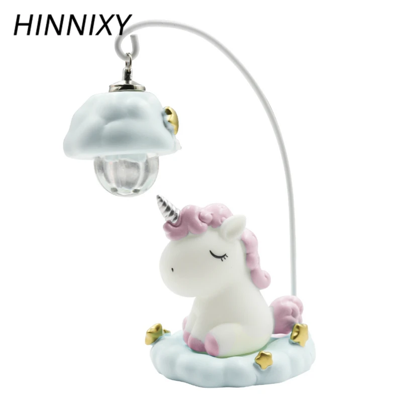 Hinnixy милый мультфильм ночь светло-розовый синий единорог смолы ремесло