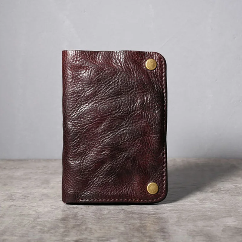 

IamVoid Designer Vintage Cowhide Leather Wallet Handmade Original Design Natural waxed Real Leather Purse With Coin Pocket
