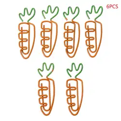 6 шт творческий Kawaii морковь форме металлические скрепки Pin закладки канцелярский школьный офисный поставляет украшения