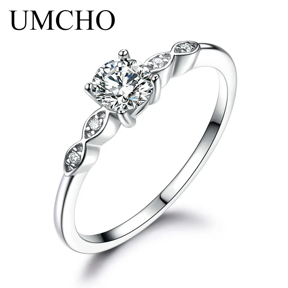 UMCHO 925 Sterling Silver Luxury Bridal Cubic Zirconia Rings for