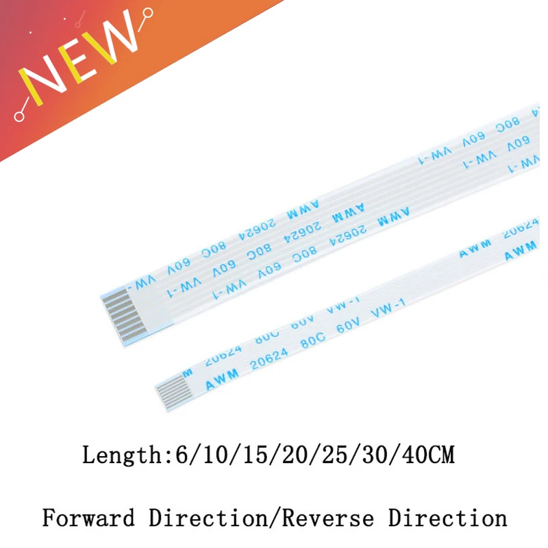 10 шт. FPC/FFC ленточный Гибкий плоский кабель шаг 0,5 мм/1,0 мм 8 провода Длина 6/10/15/20/25/30/40 см