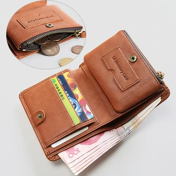 

Original men's Cowhide short wallet male Genuine Leather small Wallets men rfid Card holder Purse money coin bag monedero hombre