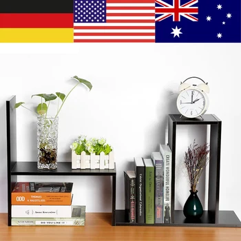 

Particle Board DIY Table Desktop Organizer Storage Rack Display Shelf Organizer Counter Top Bookcase For Study Home Office