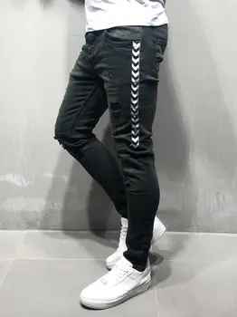 

Mens Skinny Jeans 2019 Super Skinny Jeans Men Side Striped Stretch Denim Pants Elastic Waist Big Size