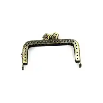 

1 piece 8.5 cm antique bronze square plum head metal purse frame kiss clasp handle for DIY bag accessory