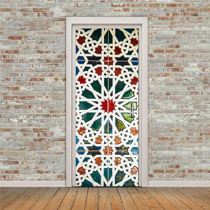 

funlife Kaleidoscope Door Sticker DIY Waterproof Mural Poster Self-adhesive Kids Room Bathroom New Home Decor Wall Stickers