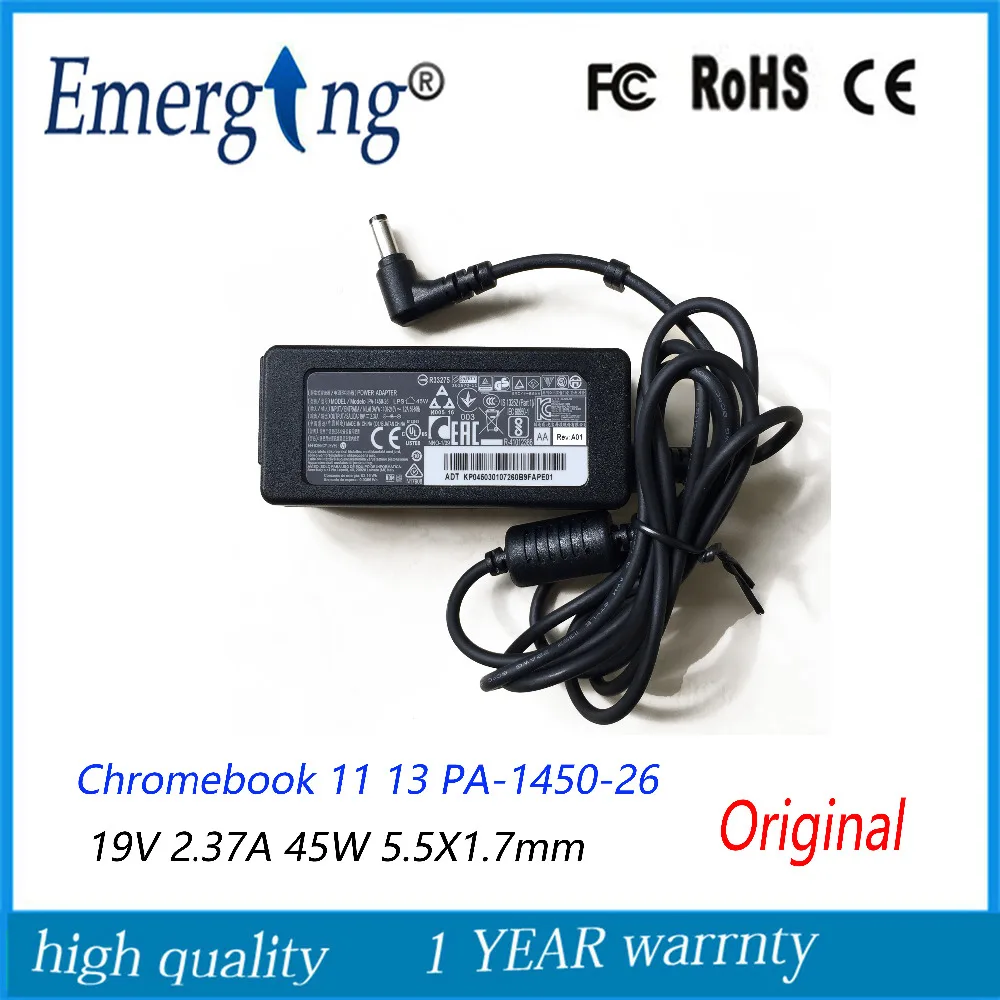 Original 45W 19V  2.37A  5.5*1.1mm New AC Laptop Adapter For Acer Chromebook 11 13 PA-1450-26