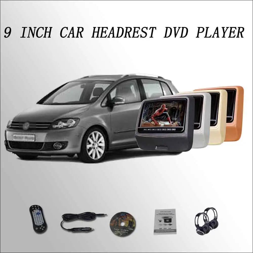 

BigBigRoad For Golf Plus Car Headrest Monitor digital LCD screen 2*9" DVD player with USB / SD / IR / FM SPEAKER GAME HDMI