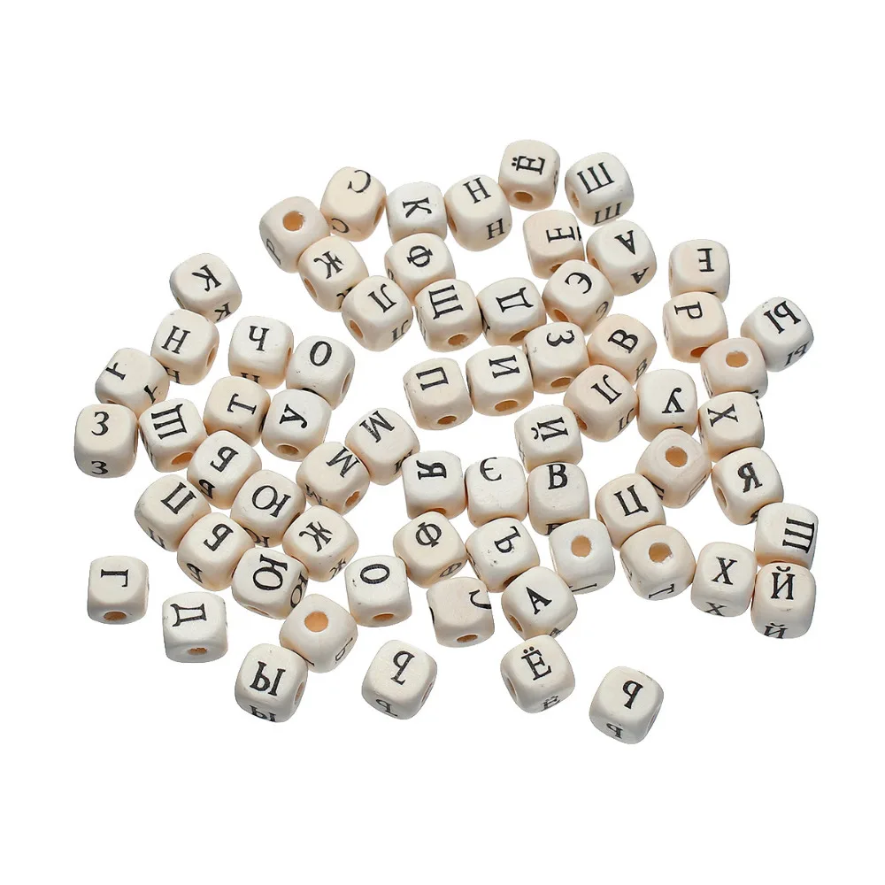 

DoreenBeads Hot New Russian Alphabet /Letter Wood Beads Mixed Randomly 10x10mm 200 PCs