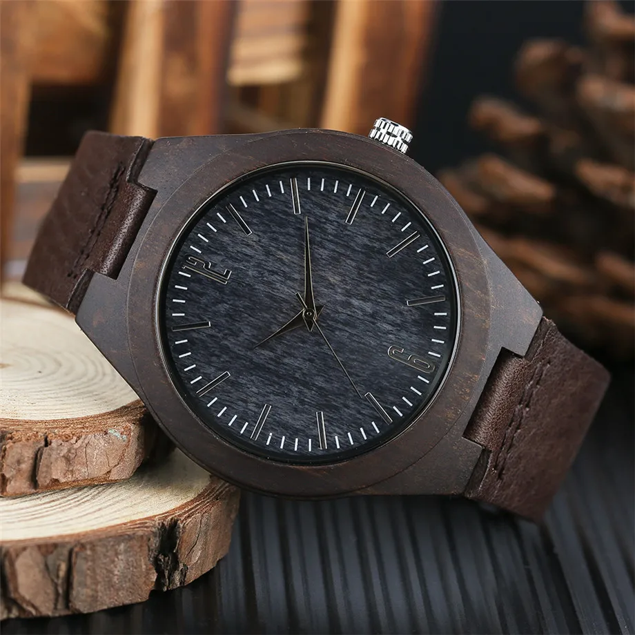 2017 Creative Carbon Black Face Wooden Watches for Men Women Gifts Handmade Bamboo Wristwatches Fashion Sport Quartz Watch Male (1)