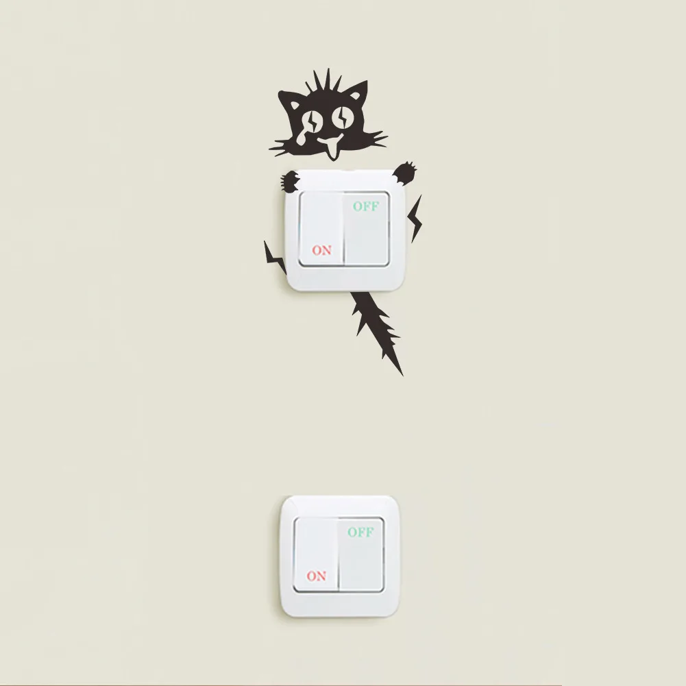 Creative Funny Cats Switch Sticker Light Switch Stickers Kids Room Removable Wall Sticker For