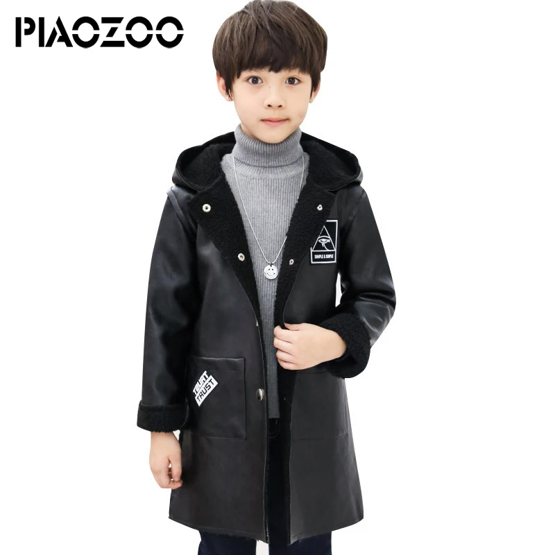 

Fashion korean teenage boy cool clothing Plus Thicken Winter Kids Windbreaker for Boy Hooded Jacket Coat outerwear children P20