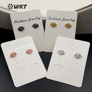 

ME011 WKT New Arrival Fashion ZC Pave Evil Eys Shape Stud Earring In High Electroplate Stud Earring For Women Gift Earring