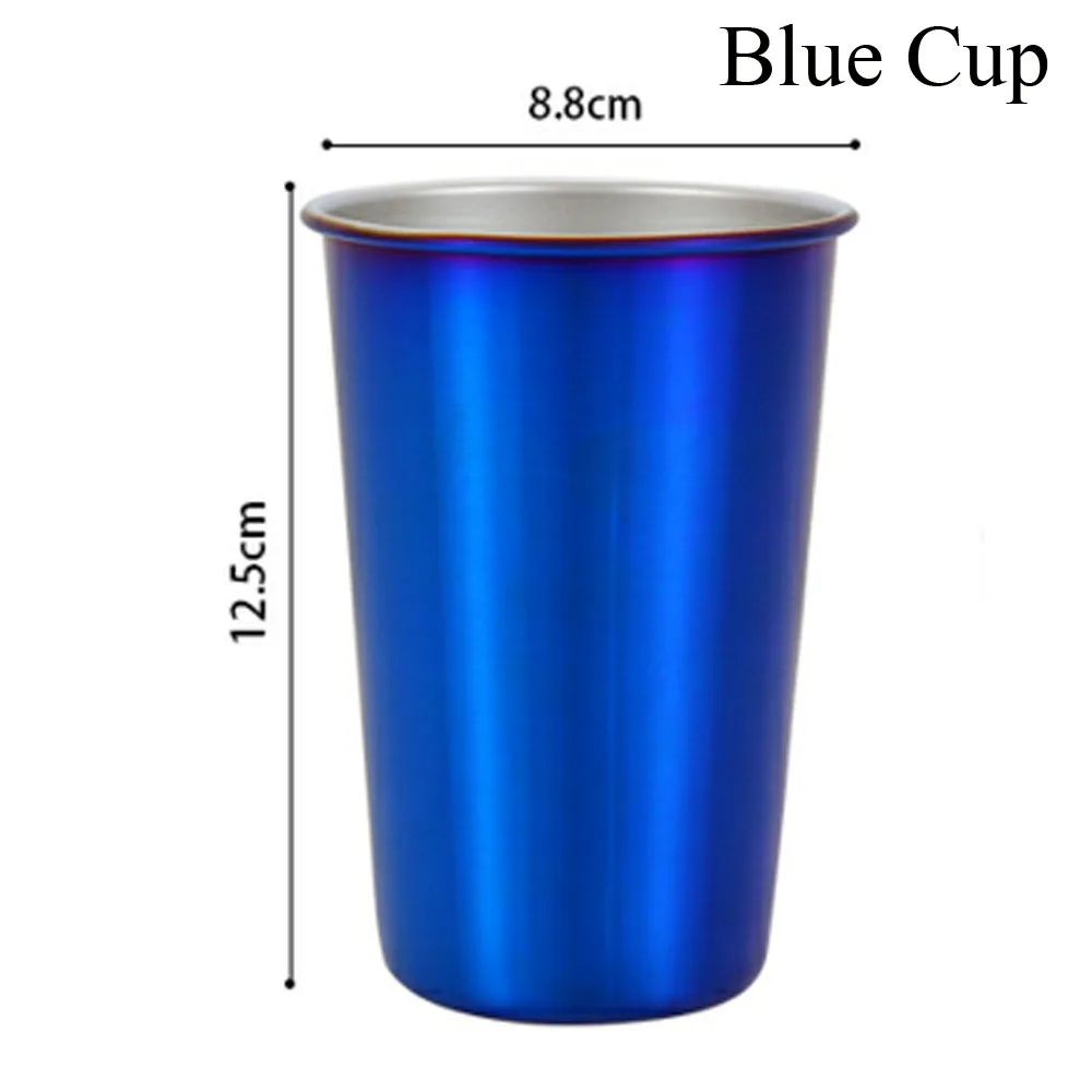 500 мл металлические кофейные кружки из нержавеющей стали, многоразовые стаканчики с соломинкой, кружка для путешествий на открытом воздухе, для кемпинга, для питья, сока, чая, пива, вечерние стаканчики - Цвет: Blue Cup