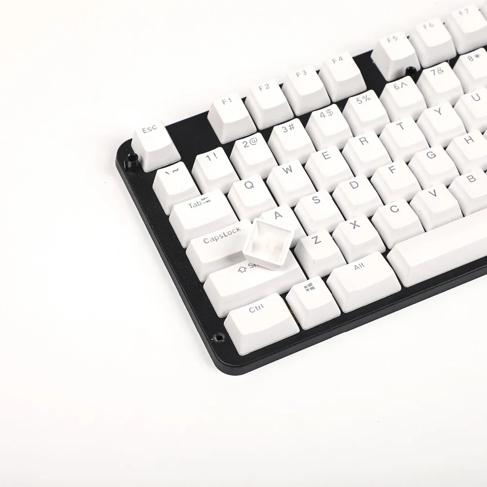 YMDK PBT Black White OEM Profile 108 Key Douhle Shot Shine Through Keycap For Corsair Logitech Razer Coolermaster