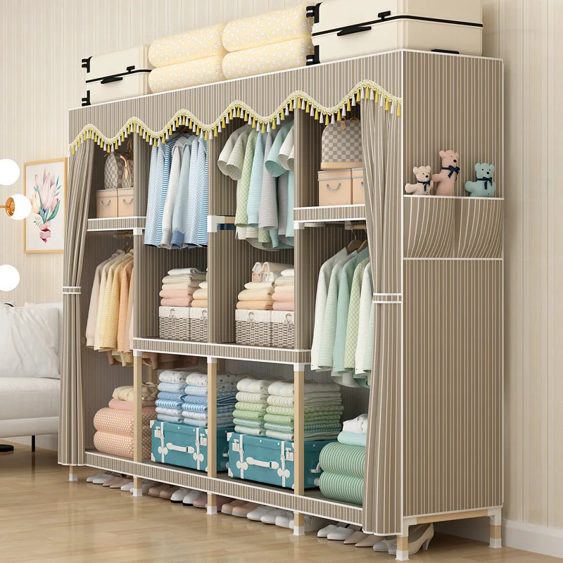 Simple Modern Economic Assembled Solid Wood Cloth Wardrobe