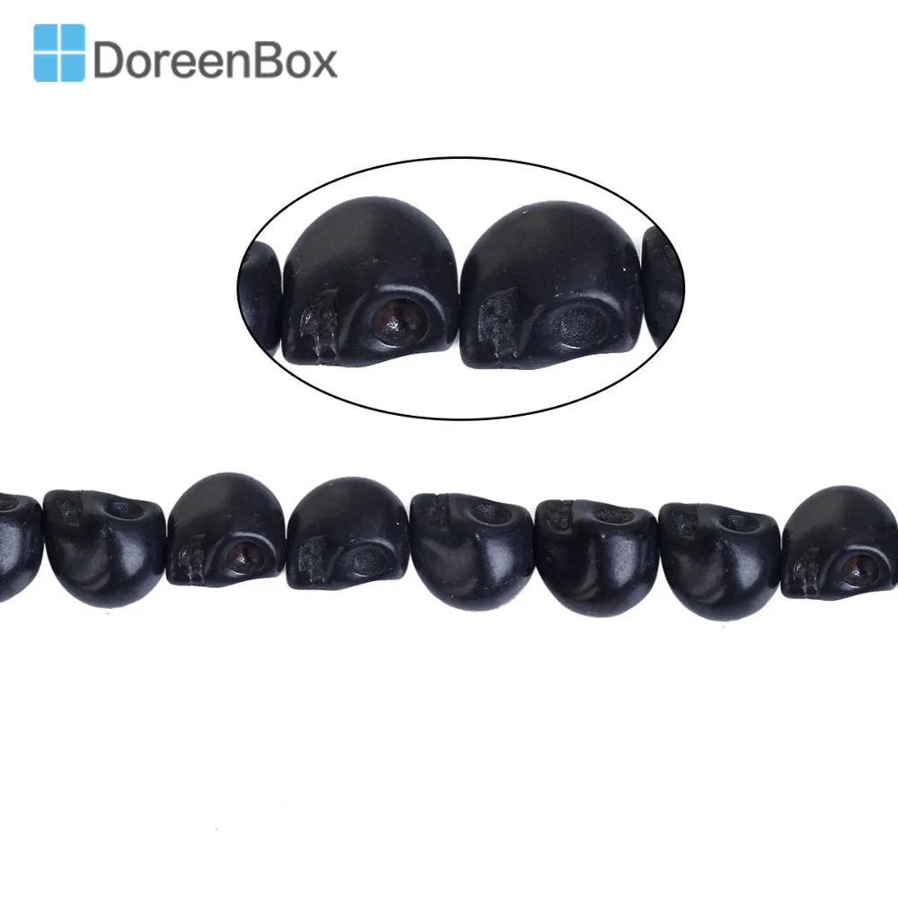 

Doreen Box Black Day Of The Dead Gem Stone Loose Beads Sugar Skull About 13x 10mm, Hole: Approx 1mm,1 Strand