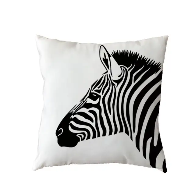 Us 1 58 30 Off Simple Watercolor Style Cushion Cover Black White Zebra Stripes Home Bedroom Sofa Gift Decor Polyester Peach Skin Pillow Cases In