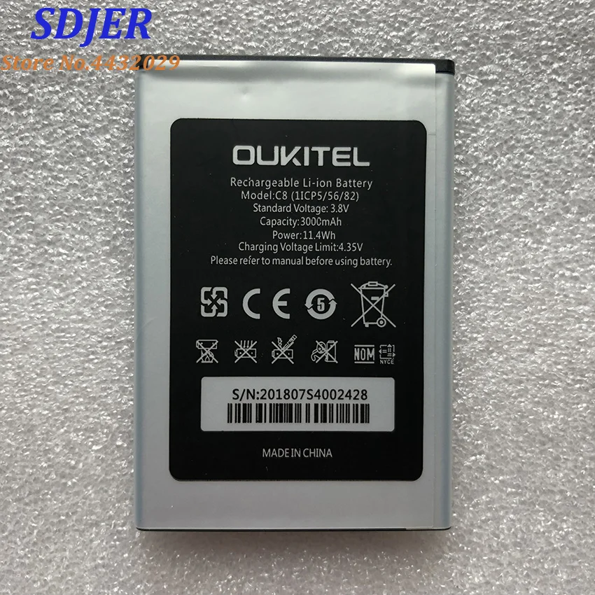 

100% New Battery for Oukitel C8 3000mah Special Spare Battery for Oukitel C8 Mobile Phone