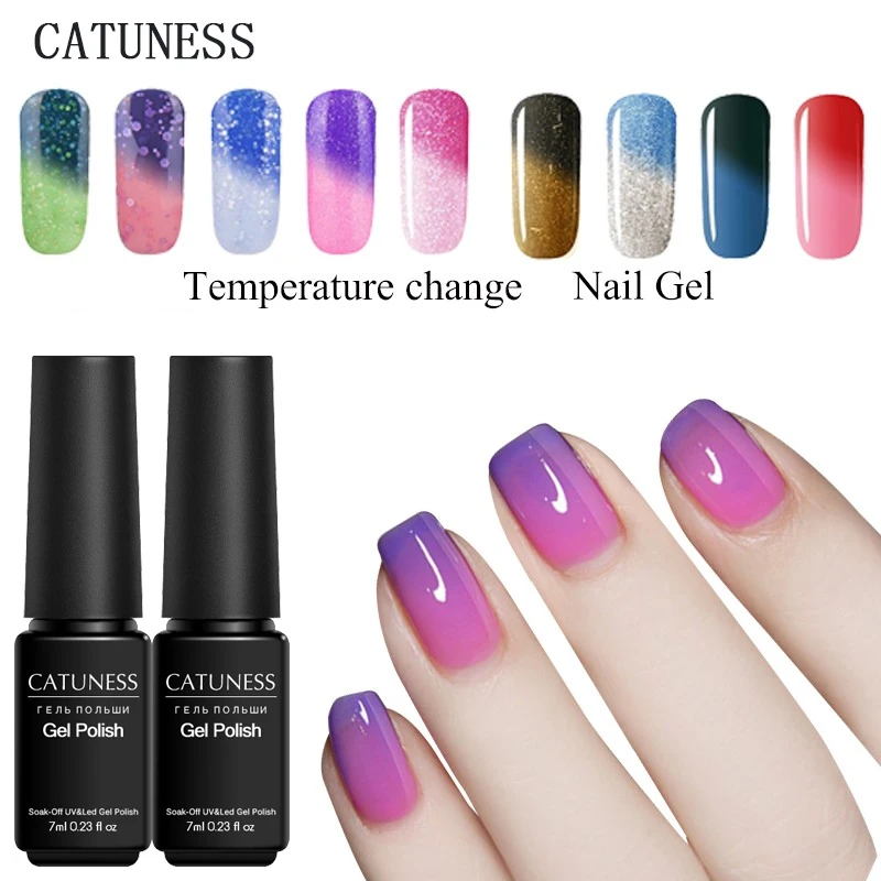

CATUNESS Temperature Change Color Nail Varnish Nail Gel Chameleon Thermo Gel Polish Long Lasting Changing 29 Color UV Nail Art