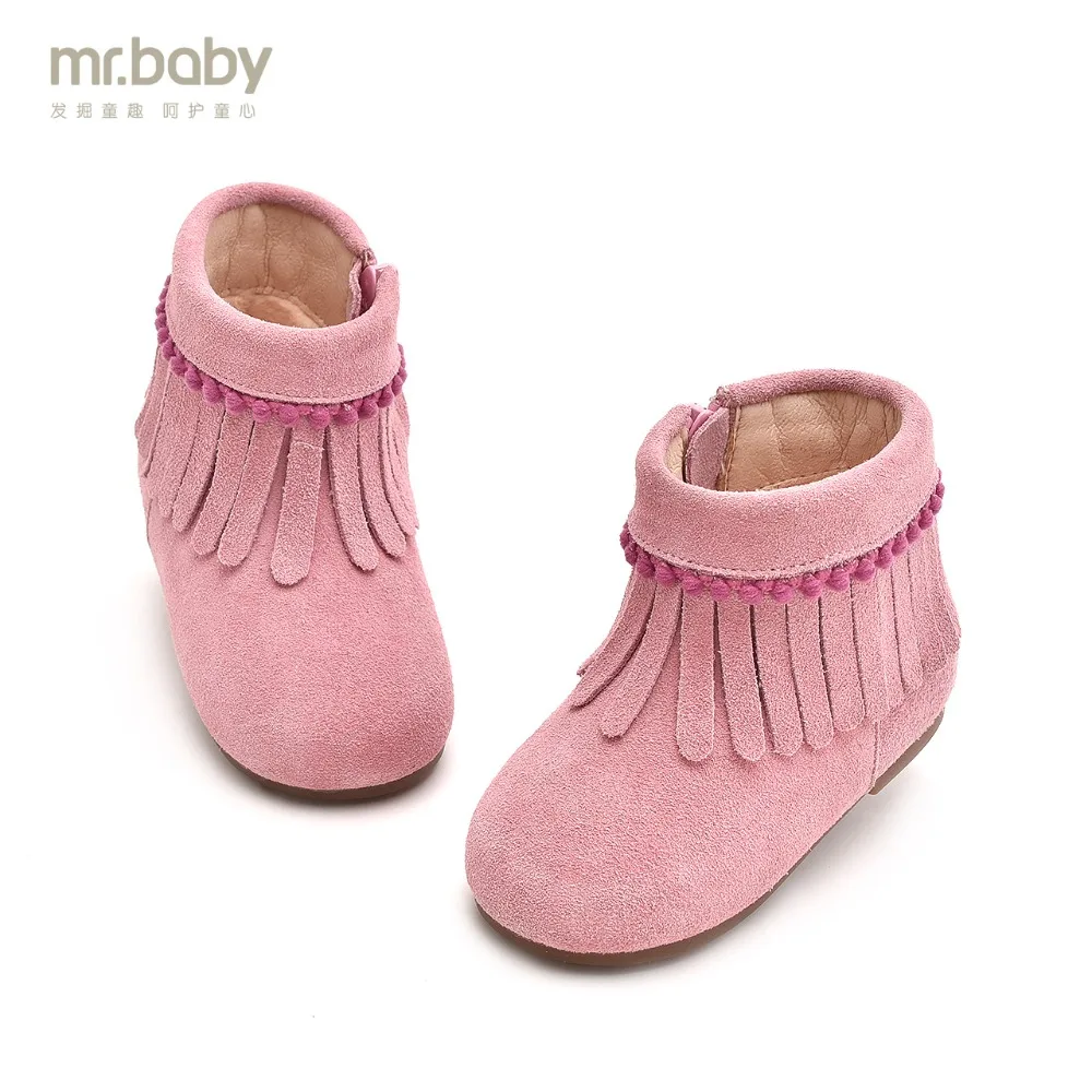 Mr. baby оригинальные детские ботинки 2018 новые зимние Простые Модные Hairball кожаные