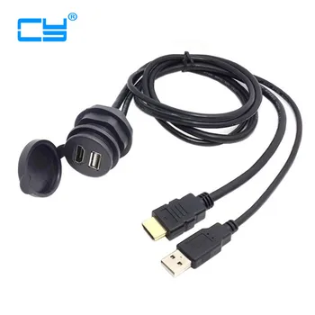 

Combo USB 2.0 & HDTV HDMI 1.4 Male to Female Extension Cable with Waterproofable Mount Shell 100cm