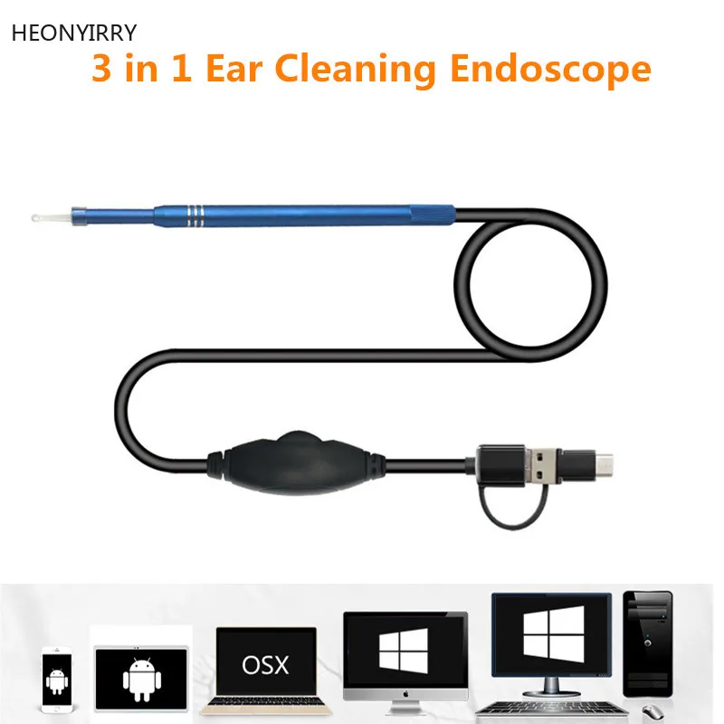 

1.5M 3 in 1 USB OTG Visual Ear Cleaning Endoscope Spoon Functional Diagnostic Tool Ear Cleaner Android 720P Camera Ear Pick