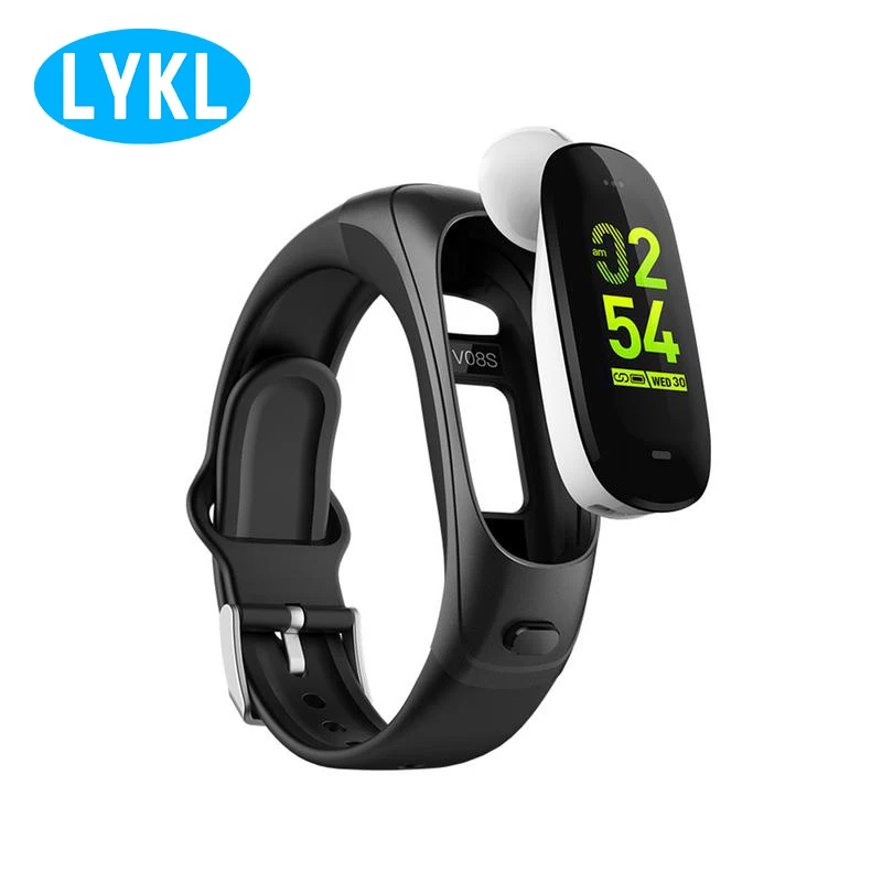 

Heart rate monitor blood pressure control V08S smart bracelet Bluetooth headset 2 in 1 call smart watch through the microphone