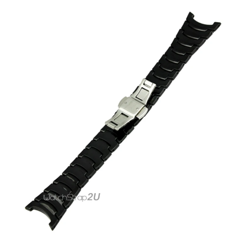 Новые белые и черные керамические звенья браслет ремешок для часов Серебряная Кнопка двойная раскладка застежка