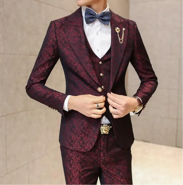 New Brand Summer Men suits Printing Blazers Slim Fit Asian Size Suit