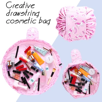 

New Ms. Fashion Drawstring Cosmetic Bag Cosmetic Storage Box Makeup Leisure Travel Storage Bag Theme Flamingo Large Capacity