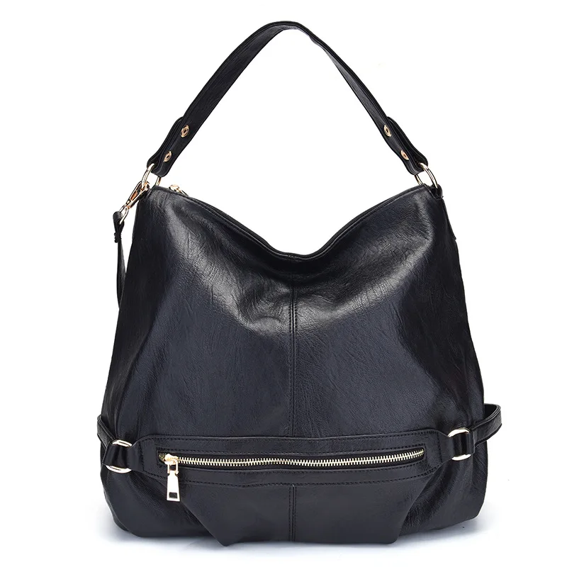 

Retro Women Versatile Handbag Soft PU Leather Bags Zipper Messenger Bag Simple Splice grafting Shoulder Bags damen taschen