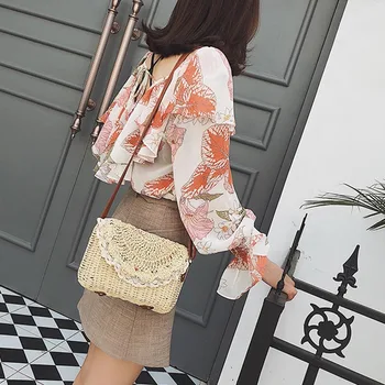 

Women Lace Straw Bags Popular Female Holiday Handbag Summer Hot Lady Weave Shoulder Bag Travel Beach Casual