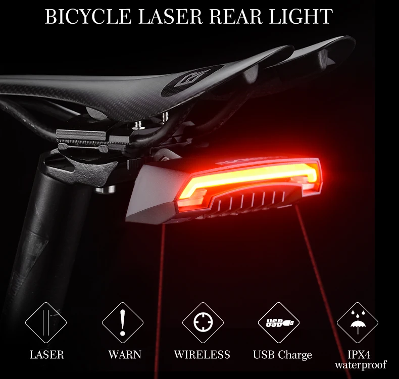 Best ROCKBROS Bicycle Lights Waterproof Safe Warning Wireless Remote Control Seatpost Taillight mtb Bike Bicycle USB Charging Lights 10