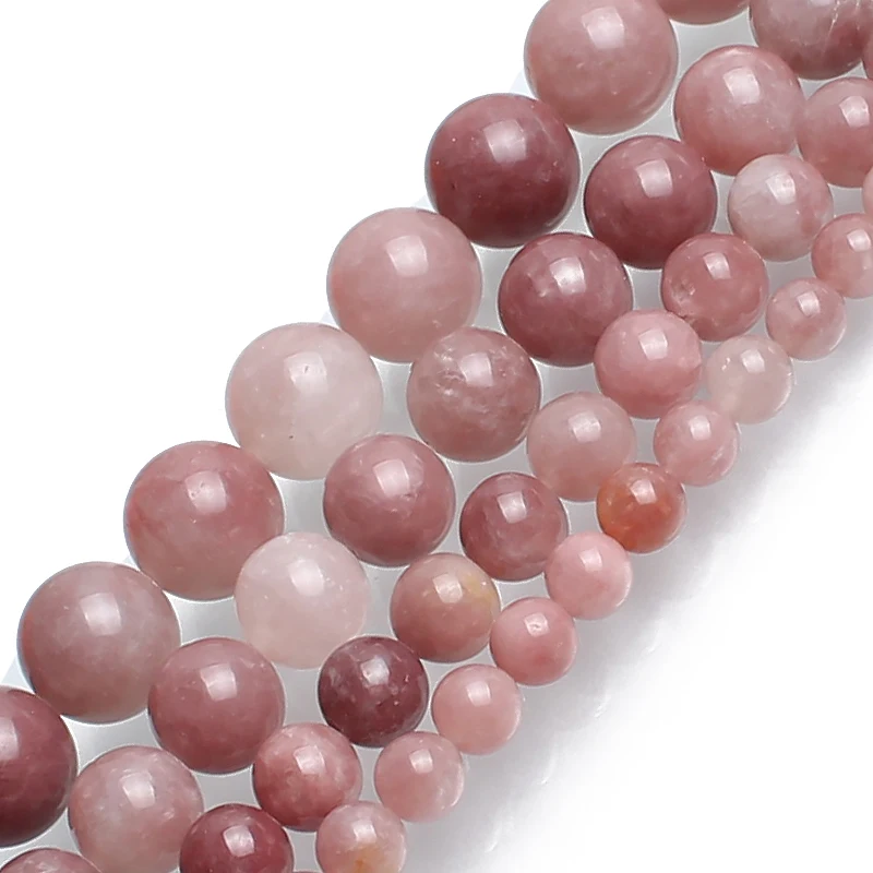 

Natural Strawberry Quartz Stone Round Beads For Jewelry Making Bracelet 15inches 6/8/10/12mm Pick Size