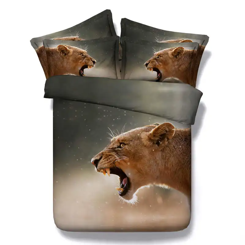 buy 3d printed comforter bedding set quilt duvet covers bed sheets twin full queen king size 500TC woven fierce leopard animals mens