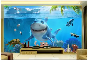 

Custom photo 3d wallpaper Non-woven mural wall sticker 3 d Iceberg shark fish painting 3d wall room murals wallpaper
