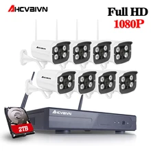 8CH 1080 P NVR Wi-Fi комплект видеонаблюдения Plug and Play 8 шт. 1080 P HD 1MP беспроводная водонепроницаемая система видеонаблюдения ночного видения