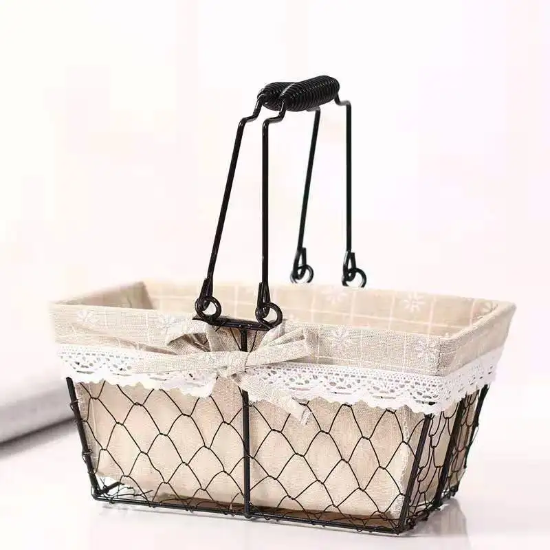 S/M/L Metal Supermarket Shopping Basket Bag Foldable Toy jewelry Fruit Candy Bread Gift Picnic Basket Iron Storage Basket Box S/M/L Metal Supermarket Shopping Basket Bag Foldable Toy jewelry Fruit Candy Bread Gift Picnic Basket Iron Storage Basket Box