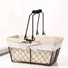 S/M/L Metal Supermarket Shopping Basket Bag Foldable Toy jewelry Fruit Candy Bread Gift Picnic Basket Iron Storage Basket Box