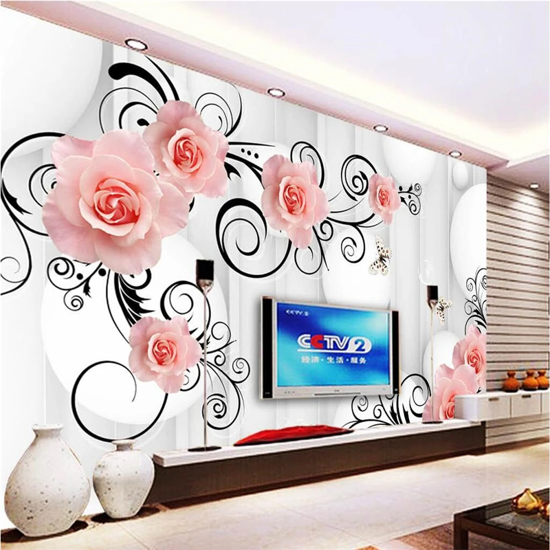 

Rose pattern circle photo wallpaper for walls 3d TV background for living room 3d mural wall papers home decor contact-paper