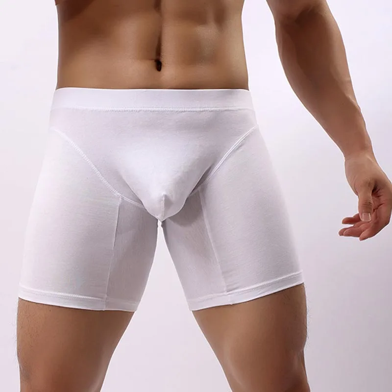 Men's Long Underwear Brand Cotton Boxershorts Homme Slip Panties Man U Convex Design Sexy Sportswear Five Points Underpants - Цвет: white