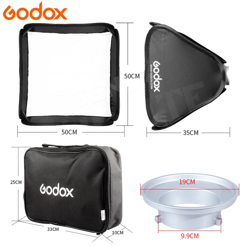 Godox 50x50 см софтбокс 20*20 дюймов + держатель Bowens для фотографирования студийная