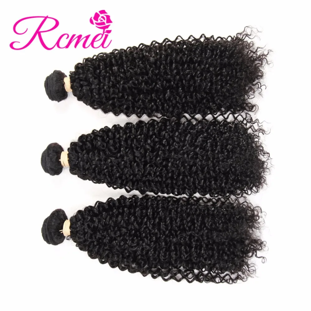 Rcmei перуанский странный вьющиеся Волосы remy 100% человеческих волос пучки