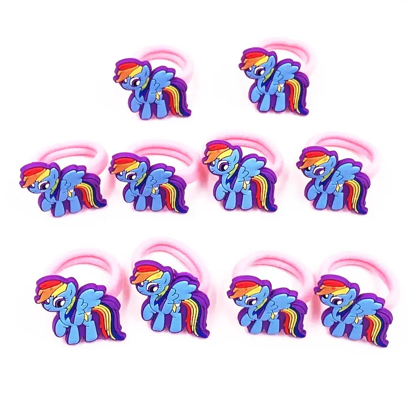 

10PCS Unicorn My Little horse baoli poni Hairwear Rubber Headbands Girls Children Hair accessories Elastic PVC Dolls Hair Bands